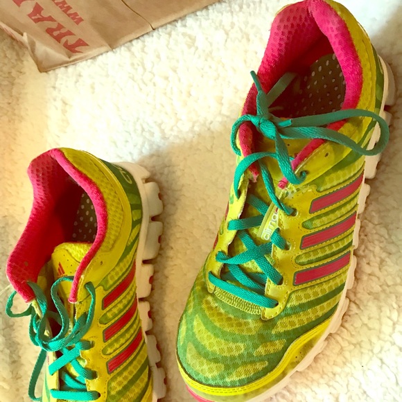adidas red yellow green shoes